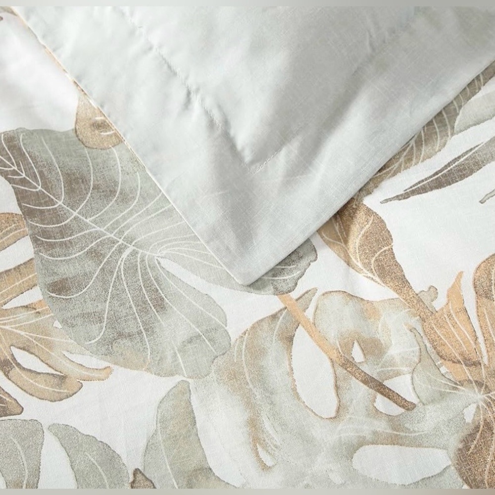 Tommy Bahama Raw Coast Green Cotton Reversible Duvet Cover Set Queen - Picture 6 of 8